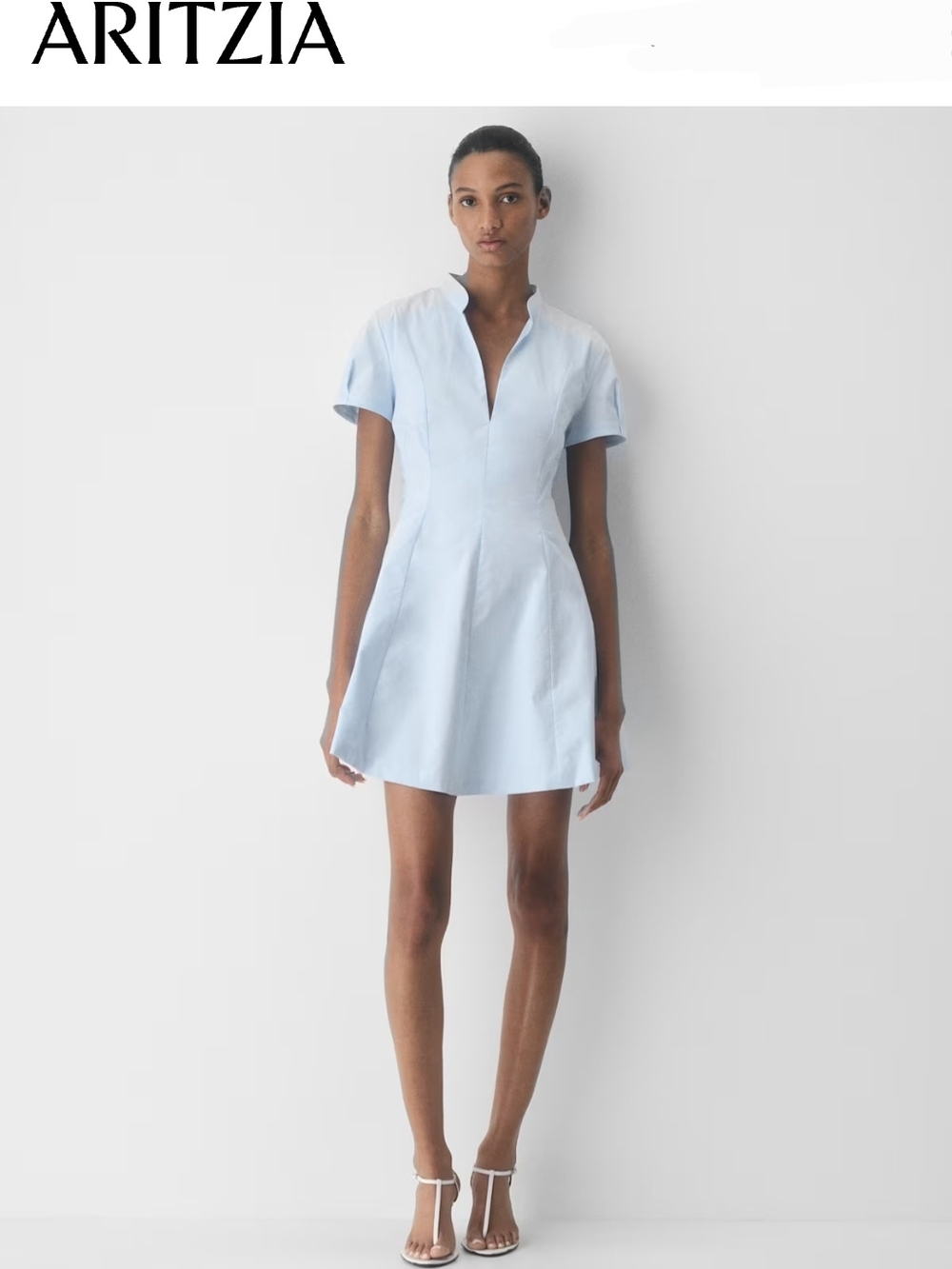 Aritzia Light Blue Fit & Flare Mini Dress